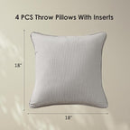 Sunbrella Decorative Outdoor Water Repellent Throw Pillows with Inserts, Set of 4, 18" x18" Pillows for Patio, Backyard, Bed, Couch, and Patio Furniture, Specrtum Pebble