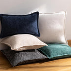Navy Blue Decorative Throw Pillow Covers 18x18 Inch Set of 2 Cozy Soild Chenille Cushion Cases Soft Textured Square Couch Pillows Cover Boho Accent Farmhouse Pillowcases for Sofa Bed