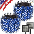 Upgrade Solar String Lights for Outside 2 Pack Total 180FT 500LED String Lights Outdoor with 8 Modes, IP65 Waterproof Outdoor Solar Twinkle Lights, Garden Tree Party Christmas Decorations, Blue