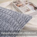 Pack of 2 Corduroy Decorative Throw Pillow Covers 20x20 InchSoft Boho Striped Pillow Covers Modern Farmhouse Home Decor for Sofa Living Room Couch Bed（Light Grey）