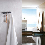 TASTOS Bathroom Hooks Matte Black, SUS304 Stainless Steel Bath Towel Hook Robe Coat Double Hook Holder, 2Pack
