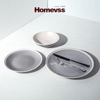Rock Ridge Speckled Stoneware Dinnerware Set (18pc Set, Light Grey and Ivory)