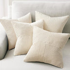 Topfinel Decorative Beige Throw Pillow Covers Set of 4,Boho Pillow Covers Soft and Cozy Velvet Double-Sided Designs,Mix and Match for Couch Boho Farmhouse Fall Home Decor 18x18 Inch