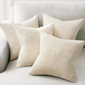 Topfinel Decorative Beige Pillow Covers Set of 4,Boho Pillow Covers Soft and Cozy Velvet Double-Sided Designs,Mix and Match for Couch Boho Farmhouse Fall Home Decor 16x16 Inch