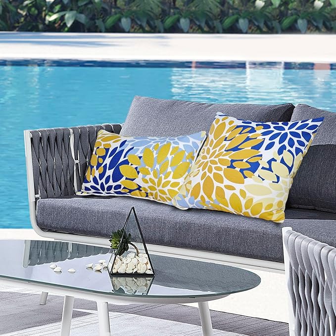 Outdoor Throw Pillows - Decorative Pillows with Insert Included Set of 2 Outdoor Pillows for Patio Furniture 18x18 Inch