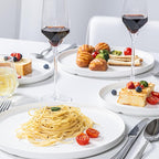 24 Pcs Porcelain Dinnerware Set for 8, White Chip and Scratch Resistant Dinner Set, Kitchen Plates and Bowls Set - Dishwasher & Microwave Safe Dinging Dishes Set, QOMO-1996