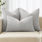 MIULEE 20x20 Inch Decorative Pillow Covers for Couch Bed Set of 2 Textured Boucle Neutral Winter Throw Pillows Light Grey Accent Solid Cushion Pillowcases Sofa Livingroom Home Decor
