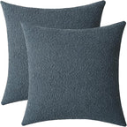 Jeneoo Grey Blue Decorative Square Thick Accent Throw Pillow Covers Fine Textured Boucle Couch Cushion Case for Home Livingroom Sofa Decor, Set of 2, 18 x 18 Inch