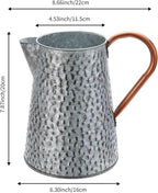Metal Galvanized Decorative Watering Can Metal Flower Milk Jug Vase Pitcher Holder for Indoor Outdoor Plants