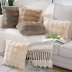 MADIZZ Pack of 2 Thick Plush Wool Throw Pillow Covers 24x24 Inch Taupe Soft Neutral Decorative Throw Pillows Accent Boho Cushion Covers for Couch Sofa Bedroom Pillow Shell