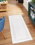 Bathroom Rugs Bath RunnerRugs 24x60 Inches White Cotton Tufted Large Reversible Washable Bath Mats for Bathroom Floor| Quick Dry Bathroom Mat for Tub Spa Shower Toilet| Entry Way Door Mats
