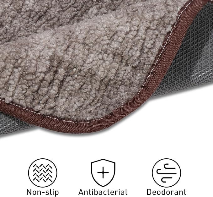 Bath Mats 30x20 Non-Slip Absorbent Bathroom Rug, Quick Dry Machine Washable Shower Tub Mat with Rubber Backing, Soft Floor Carpet for Bathroom Decor Bark Brown