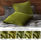 PHF Super Soft Velvet Euro Sham, 26"x 26",No Insert, 2 Pack Color Gradient Euro Pillow Covers, Ultra Cozy Pillow Covers for Luxurious Home Decorative, No Shedding, No Pilling, Olive Green