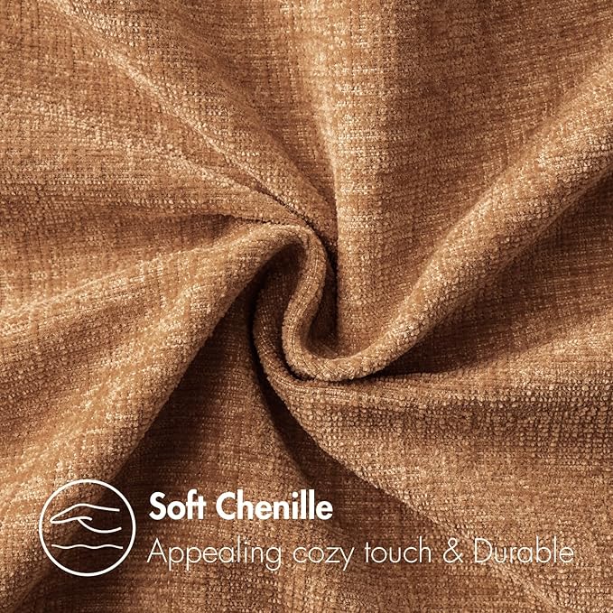 MIULEE Pack of 2 Brown Throw Pillow Covers 12x20 Inch Soft Chenille Pillow Covers for Sofa Living Room Couch Solid Dyed Cases