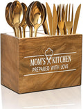 Wooden Utensil Holder For Countertop - Durable Cooking Utensils Holder - large Rustic Countertop Kitchen Décor - Spatula Utensils And Spoons Organizer With Divider