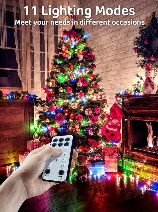300 LED Christmas Lights Warm White/Multicolor, 115FT Color Changing String Lights Outdoor with Remote Control, 8 Modes Fairy Light Plug in Waterproof for Christmas Tree Bedroom Party Wedding
