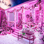 800 LED Pink String Lights Outdoor 262ft Pink Christmas Lights 8 Modes Lights Clear Wire, Plug in Waterproof Fairy String Lights for Bedroom Christmas Decorations
