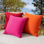 Kevin Textile Pack of 2 Waterproof Pillow Covers - Valentines Day Decorative Throw Covers for Patio Tent Bed Sofa Living Room - 16x16 Inch Hot Pink Checkered