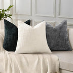decorUhome Black Chenille Throw Pillow Covers 16x16 Set of 2 Thick Textured Slubby Couch Pillow Covers Farmhouse Accent Modern Neutral Decorative Pillow Cases for Bed Sofa Living Room