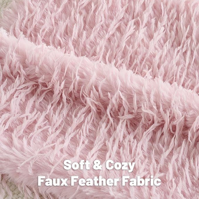 FUTEI Pink Decorative Throw Pillow Covers 22x22 Inch Set of 2,Soft Fluffy Faux Feather Texture Cushion Cases,Modern Home Luxury Decor for Couch Bed Living Room
