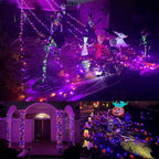 WATERGLIDE 1000 LED Halloween String Lights, 328 FT Green Wire LED Decorative Fairy Lights with Remote & 8 Modes, Waterproof for Outdoor Xmas Holiday Party Garden Wedding Home Decor, Orange & Purple