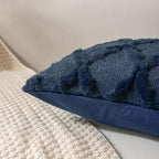 Set of 2 Soft Moroccan Throw Pillow Covers 18x18 Inch Plush Boho Decorative Pillow Cover Accent Cushion Case for Couch Sofa Bed, Navy Blue