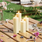 Outdoor Candles with Timer Waterproof: Set of 12 2.2''×4'' 5'' 6'' 7'' Flameless LED Pillar Candles with Remote Battery Candles Flicking Ivory for Fireplace Christmas Patio Wedding Centerpieces