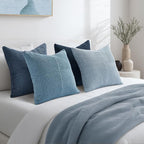 Topfinel NavyBlue Decorative Throw Pillow Covers,20x20 Pillow Covers Set of 4 with Striped Corduroy,Boho Soft Accent Cushion Covers for Couch,Bed,Living Room Home Decor