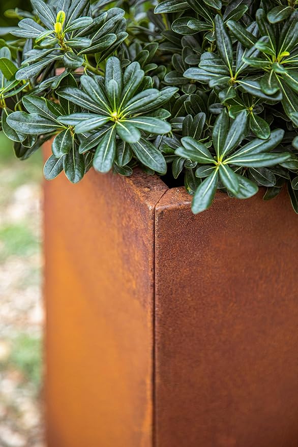 Veradek Corten Steel Series Pedestal Planter - Tall Corten Steel Planter for Outdoor Porch/Patio | Naturally Rusting Steel for All-Weather Use | Modern Rustic Décor for Tall Plants, Trees, Flowers