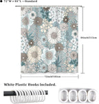 Floral Shower Curtain Rustic Various Floral Plant Curtain for Bathroom Tropical Botanical Farmhouse Waterproof Decor Shower Curtain with Hooks 72x84Inch
