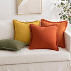 MIULEE Fall Decorative Throw Pillow Covers Neutral Linen Fringe Throw Pillows Set of 2 Orange Boho Farmhouse Cushion Covers with Tassels for Couch Sofa Bed Living Room Spring Home Decor 20x20 Inch
