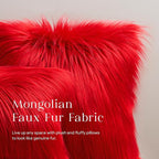 Phantoscope Pack of 2 Christmas Faux Fur Throw Pillow Covers Cushion Covers Luxury Soft Decorative Pillowcase Fuzzy Pillow Covers for Bed/Couch, Red 20 x 20 Inches