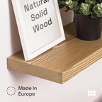 BAOBAB WORKSHOP Natural Wood Floating Shelves for Wall 36 Inches Long, Heavy Duty Wall Shelf for Bedroom, Solid Wooden Bathroom Shelf Large Kitchen Farmhouse, Oak Floating Shelf, 36W × 6.7D, Set of 2