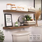 BAOBAB WORKSHOP Solid Wood Floating Shelves for Wall 36 Inches Long, Heavy Duty Wall Shelf for Bedroom 36 Inch Large, Real Wooden Bathroom Shelf Kitchen Rustic, Walnut Shelves, 36W × 6.7D, Set of 2