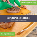 Extra Large Bamboo Cutting Board Set – Glue-Free Surface for Chopping Vegetables, Carving Meat, Slicing Bread, and Serving Cheese & Charcuterie for Safer Family Meal Prep – For Health Conscious Chefs