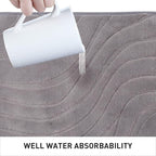 Bath Mats 36x24 Non-Slip Absorbent Bathroom Rug, Quick Dry Machine Washable Shower Tub Mat with Rubber Backing, Soft Floor Carpet for Bathroom Decor Wave Dark Grey