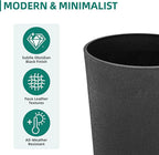 24" Set of 2 Tall Resin Outdoor Planters, Heavy-Duty Resin Flower Pots, Matte Black Leather Grain Finish, Durable & Weather-Resistant, Ideal for Garden, Patio, Yard, Porch, or Indoor Décor