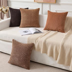 Kevin Textile Fall Decorative Pillow Covers Set of 2 Striped Plush Corduroy Pillows Pillowcases Boho Home Decor Cushion Covers for Couch Sofa Bed Living Room 18x18 Inch, Burnt Orange