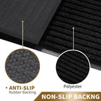 Yimobra Front Door Mat Outdoor Indoor Entrance, 100% Waterproof All-Season All Weather Doormat, Welcome Matt Outside Entry, Non Slip, Low Profile, Heavy Duty Patio Porch Floor Mats,47 x 32,Black
