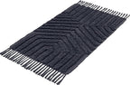 Boho Bathroom Rug 2' x 3', Washable Hand-Woven Tufted Cotton Rug with Tassels for Entryway 24x36 inch, Foyer, Bedroom, or Kitchen - Dark Grey
