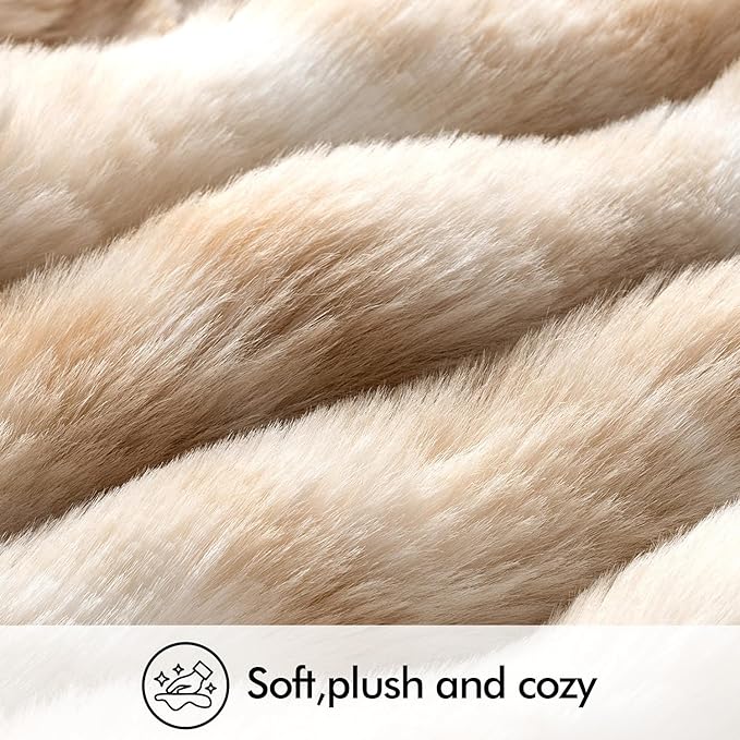 MIULEE Pack of 2 Decorative Pillow Covers Thick Soft Plush Faux Fur Throw Pillows Luxury Home Decor for Couch Bedroom Living Room Sofa,20x20 Inch White-Beige