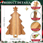 16.5" Wooden Christmas Tree Charcuterie Boards Acacia Wood Cutting Board with Handle Christmas Kitchen Decor Gifts Xmas Serving Cheese Board Festive Decorative Food Tray Holiday Xmas Tree Platters