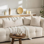 MIULEE Textured Boucle Throw Pillow Cover Beige Accent Solid Lumbar Pillow Case Decorative Soft Pack of 1 Couch Cushion Chair Sofa Bedroom Livingroom Home Decor,24x16 Inch