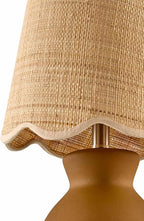 BoutiqueRugs Liliac Boho Ceramic and Jute Bedside Table Lamp for Bedroom Nightstand - End Side Lighting for Living Room - Shade Rattan - Brown, Beige - 15" H