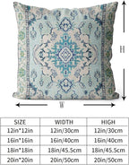 Snycler Boho Throw Pillow Covers 20x20 inch Set of 2 Teal Blue Boho Rug Carpet Double Sided Pattern Cotton Soft Pillow Case Cushion Cover Pillowcase for Couch Sofa Bed Decorative