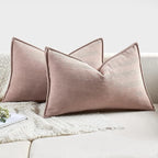 MIULEE Pack of 2 Blush Pink Decorative Lumbar Pillow Covers 12x20 Inch Soft Chenille Luxurious Couch Throw Pillows Farmhouse Cushion Covers with Elegant Design for Sofa Bedroom Living Room Home Decor