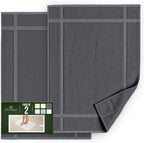 Pearl Linens Pack of 2 Washable Cotton Bath Mat 20x30 - Soft & Absorbent Quick Dry Bathroom Mat Set, Not Bathroom Rugs After Shower Mat, Terry Bath Tub Mat, 687 GSM Dark Grey