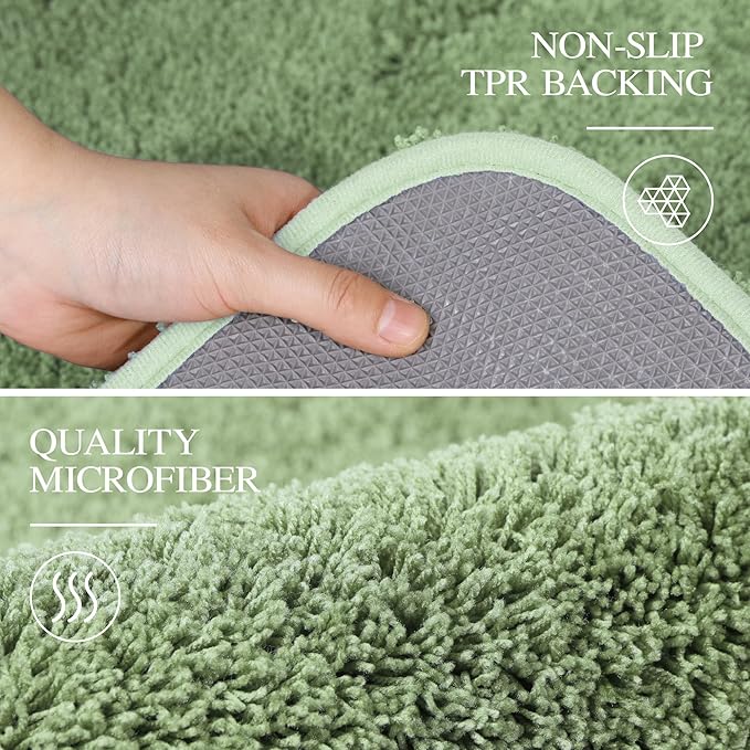 Walensee Large Bathroom Rug (24 x 72, Sage Green) Extra Soft and Absorbent Shaggy Bath Mat Machine Washable Microfiber Non Slip Luxury Floor Mat