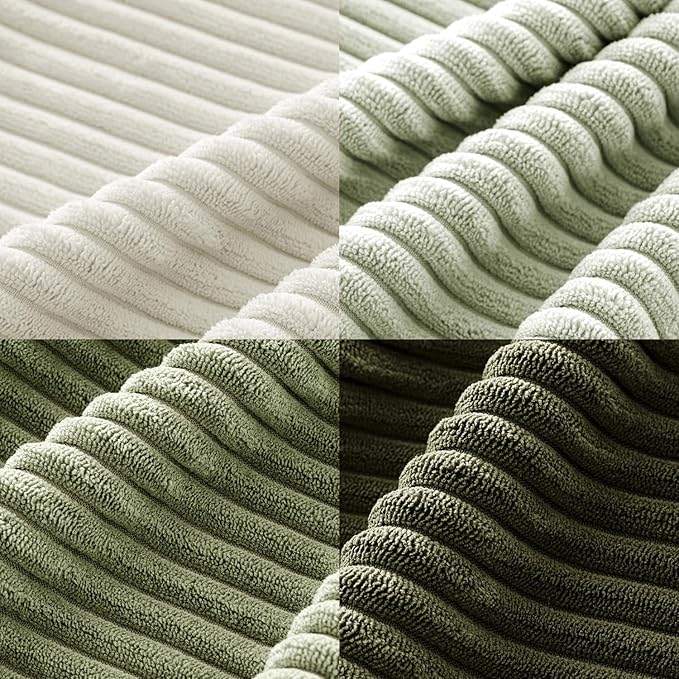MIULEE Boho Farmhouse Throw Pillow Covers 20x20 Inch Set of 4 Mordern Neutral Green Cushion Covers Soft Corduroy Nordic Christmas Home Decor for Spring Couch Bed Sofa Living Room Green-White