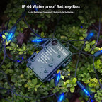 WATERGLIDE 2 Pack 50 LED Outdoor Christmas Lights, 16FT Battery Operated Mini String Lights with 8 Modes & Timer, Xmas Tree Lights Waterproof for Patio Garden Party Wedding Holiday Decor, Blue